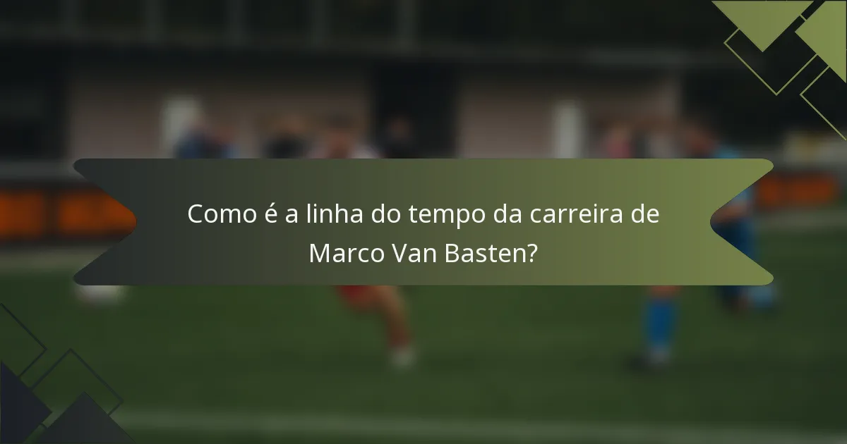 Como é a linha do tempo da carreira de Marco Van Basten?