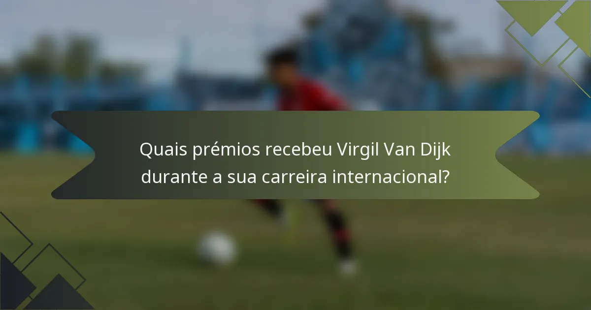 Quais prémios recebeu Virgil Van Dijk durante a sua carreira internacional?